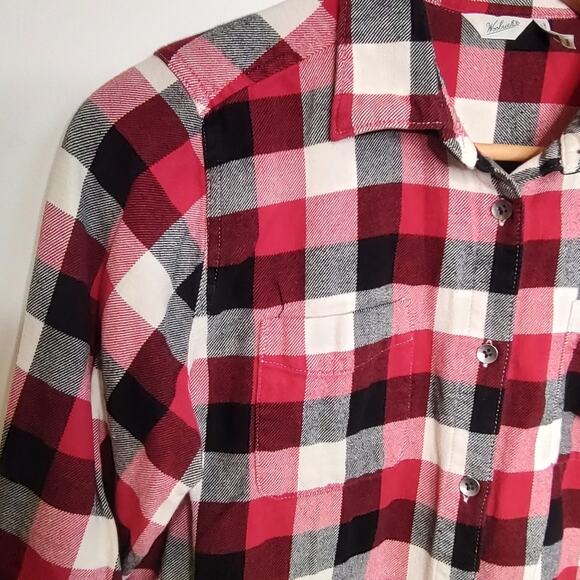 Woolrich Red/White/Black Cotton Button Down Long Sleeve Flannel Top Size Medium - Picture 4 of 8